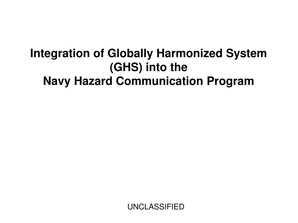 integration of globally harmonized system