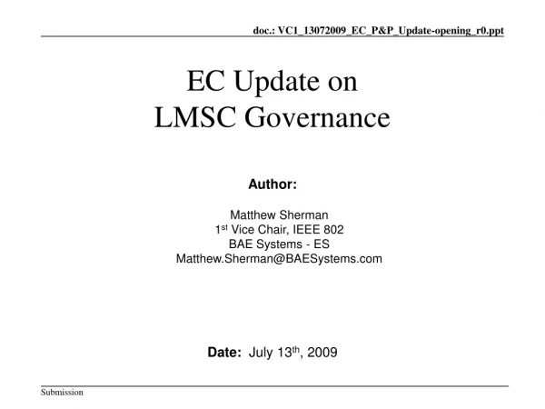 EC Update on LMSC Governance