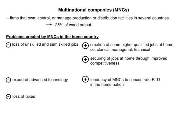 Multinational companies (MNCs)