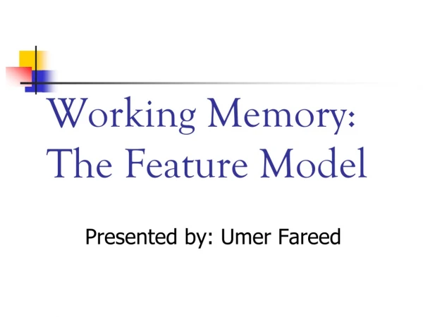 Working Memory: The Feature Model