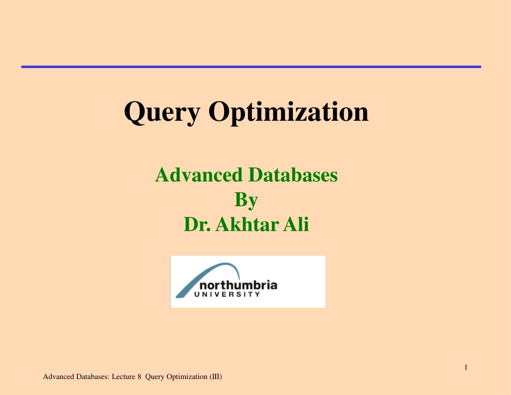 query optimization advanced databases