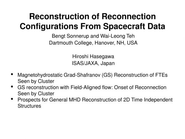 Reconstruction of Reconnection Configurations From Spacecraft Data