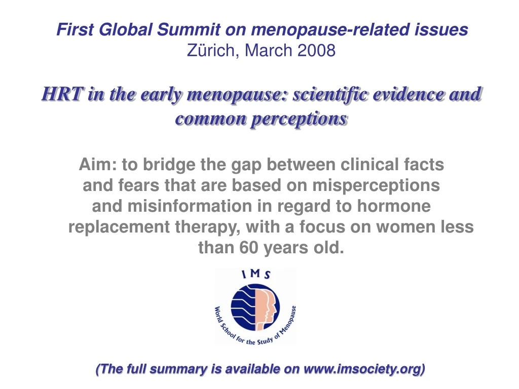 first global summit on menopause related issues