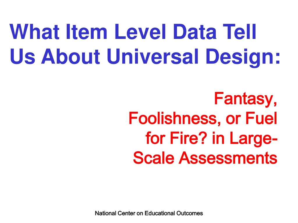 what item level data tell us about universal