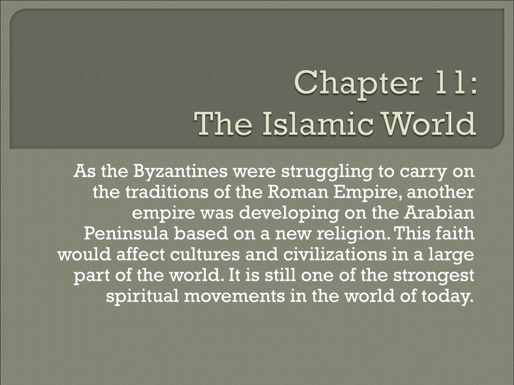 chapter 11 the islamic world