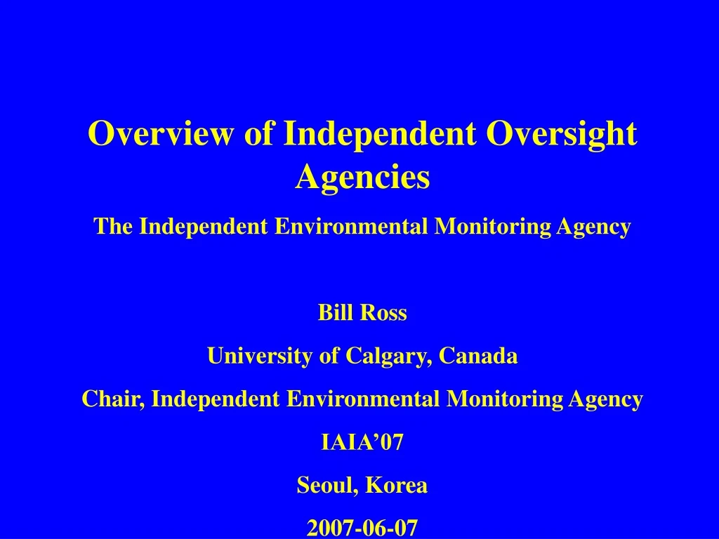 overview of independent oversight agencies
