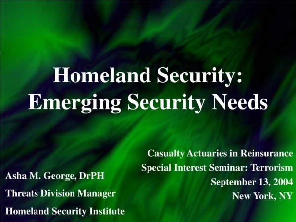 Homeland Security: Emerging Security Needs