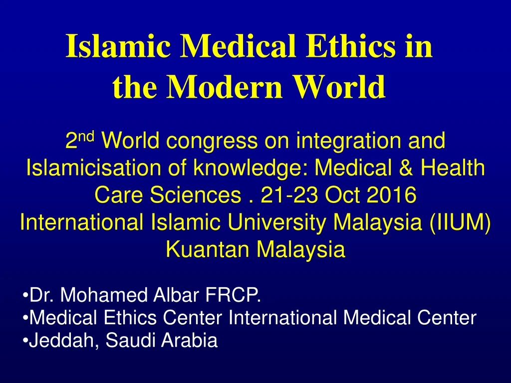 islamic medical ethics in the modern world