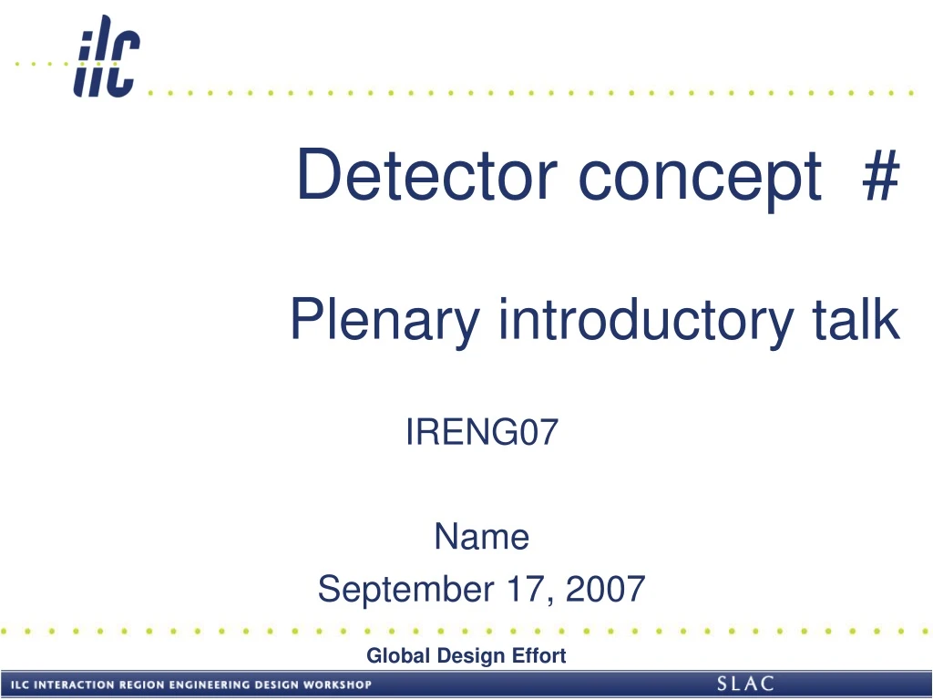 detector concept plenary introductory talk