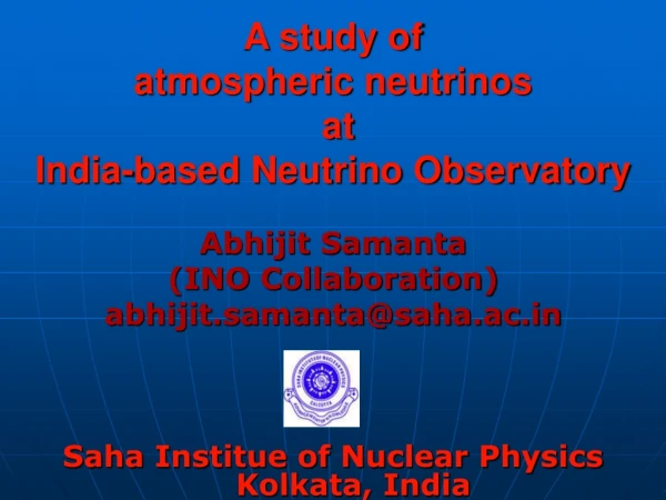 A study of  atmospheric neutrinos  at  India-based Neutrino Observatory