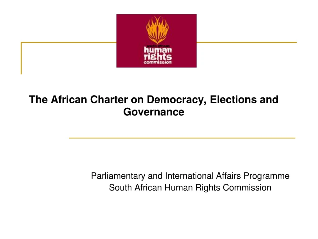 the african charter on democracy elections and governance