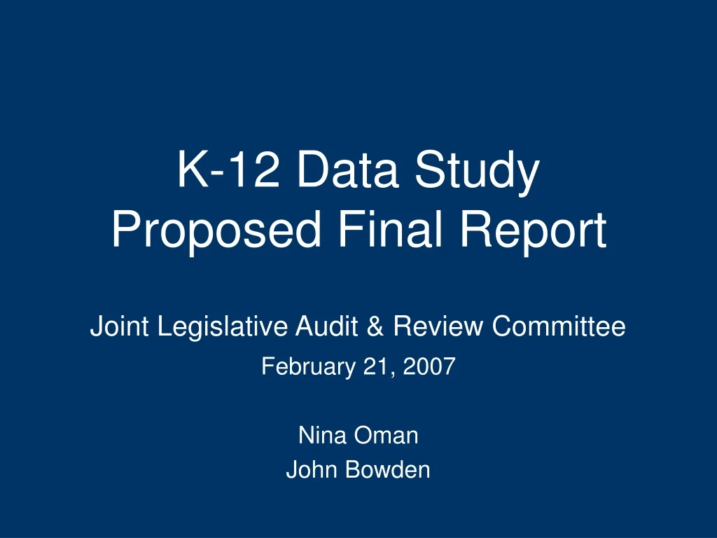 k 12 data study proposed final report