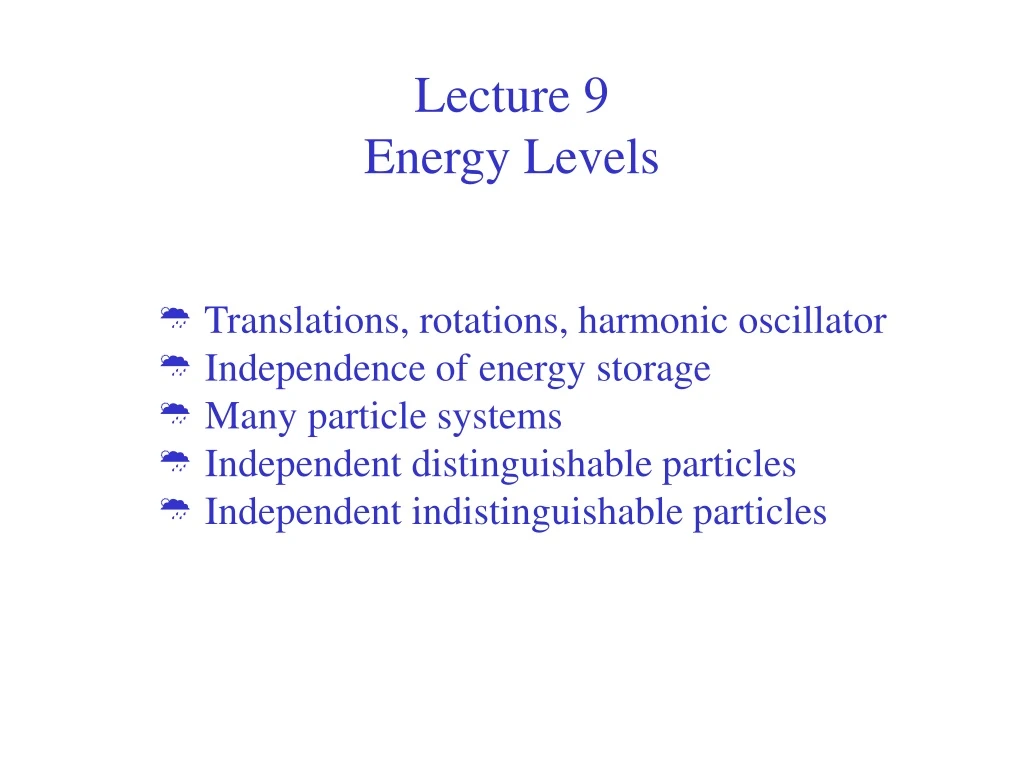 lecture 9 energy levels