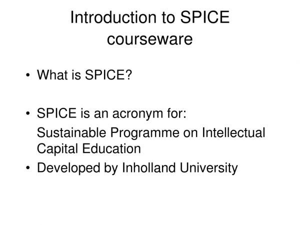 Introduction to SPICE courseware