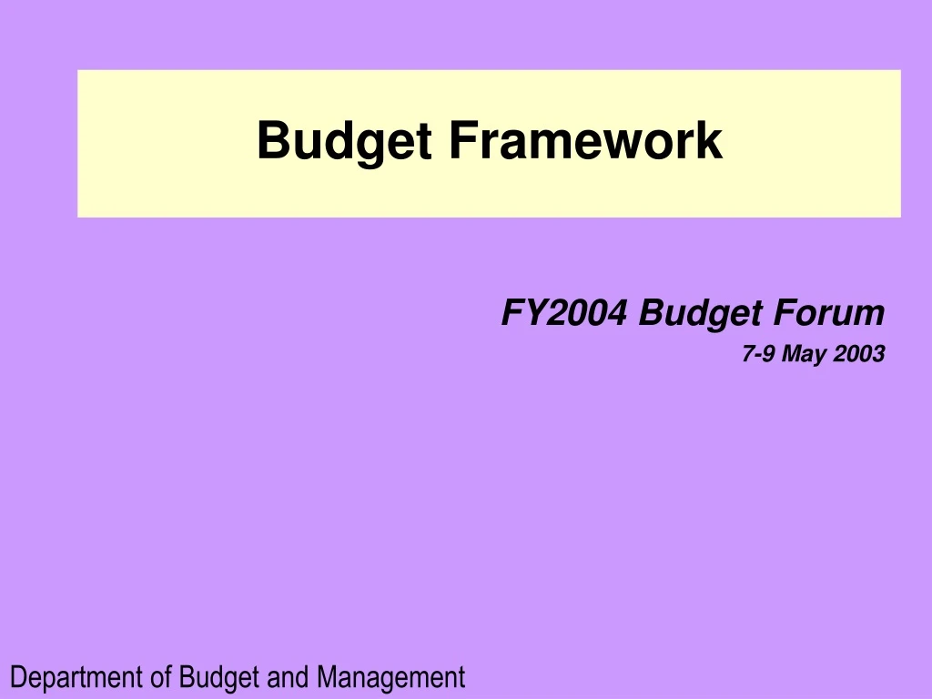 budget framework