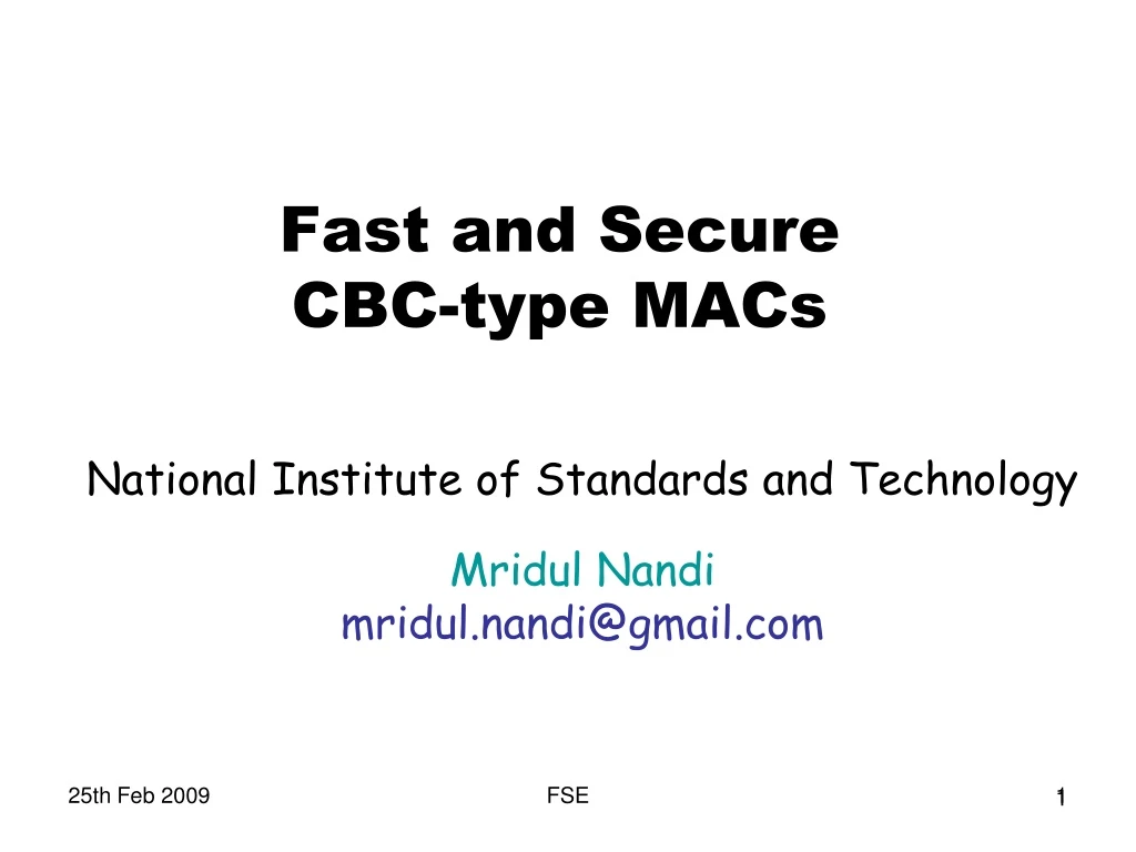 fast and secure cbc type macs