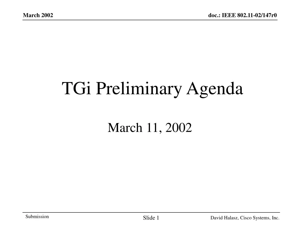 tgi preliminary agenda