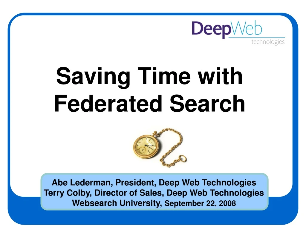 saving time with federated search