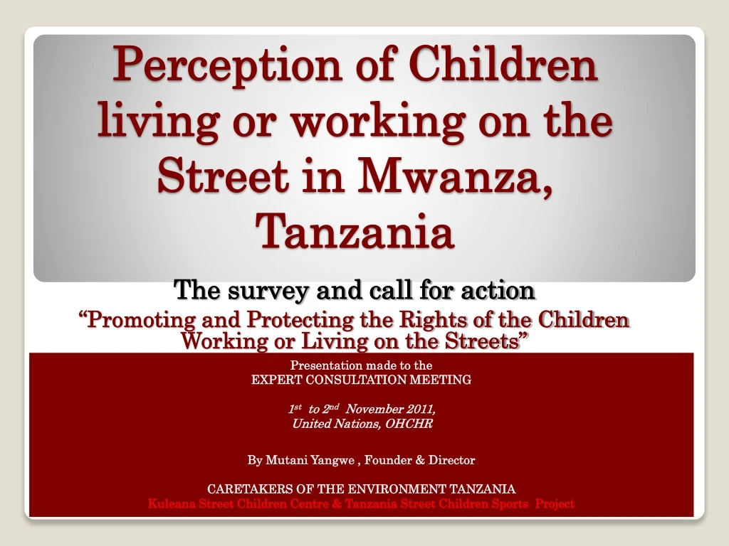 perception of children living or working on the street in mwanza tanzania