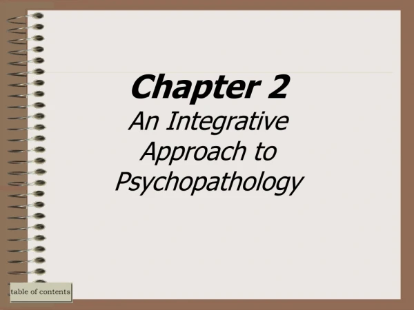 Chapter 2 An Integrative Approach to Psychopathology