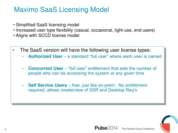 Maximo SaaS Licensing Model