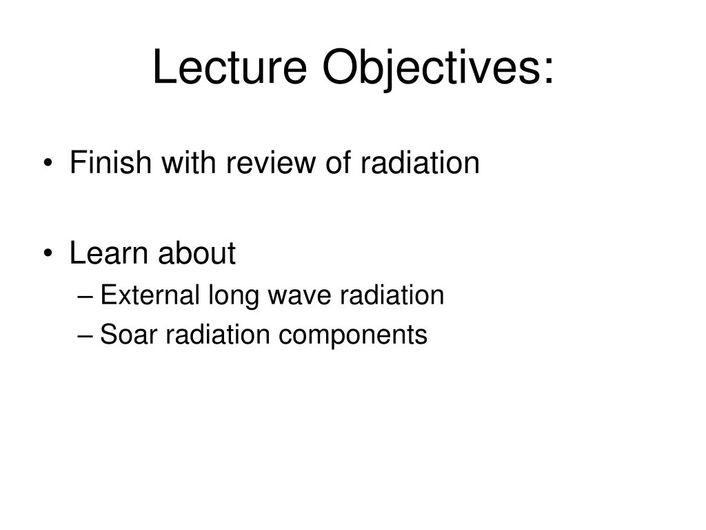 lecture objectives