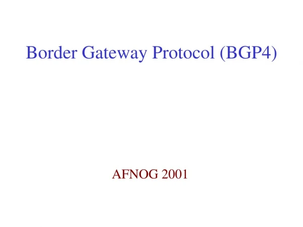 Border Gateway Protocol (BGP4)