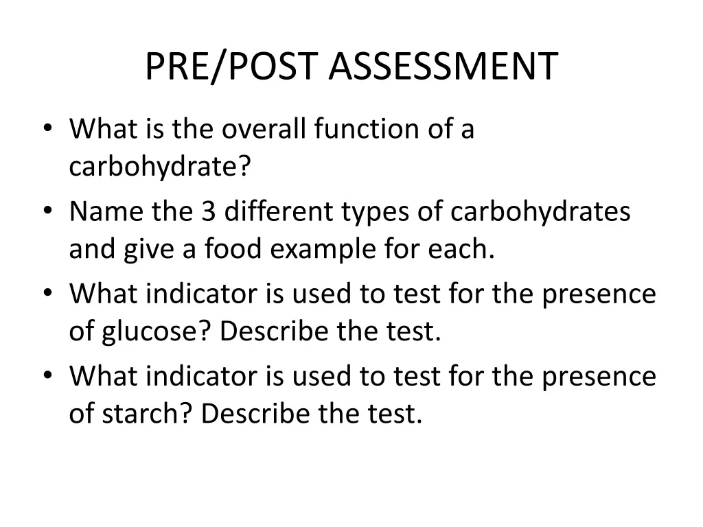 pre post assessment