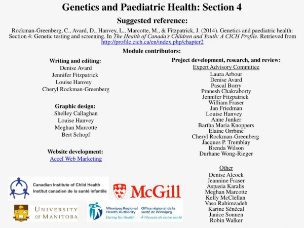 Genetics and Paediatric Health: Section 4