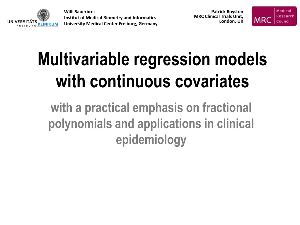 multivariable regression models with continuous covariates