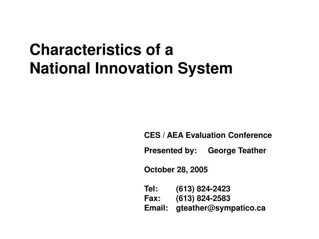 characteristics of a national innovation system