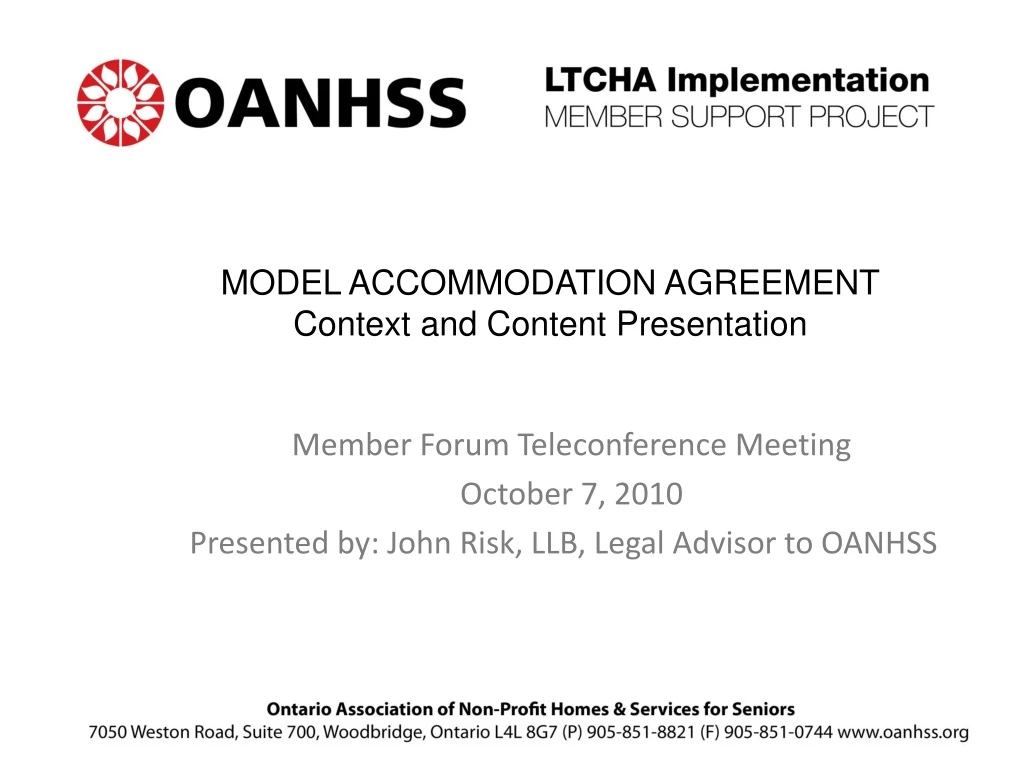 model accommodation agreement context and content presentation