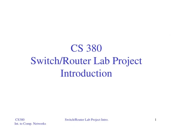 CS 380  Switch/Router Lab Project Introduction