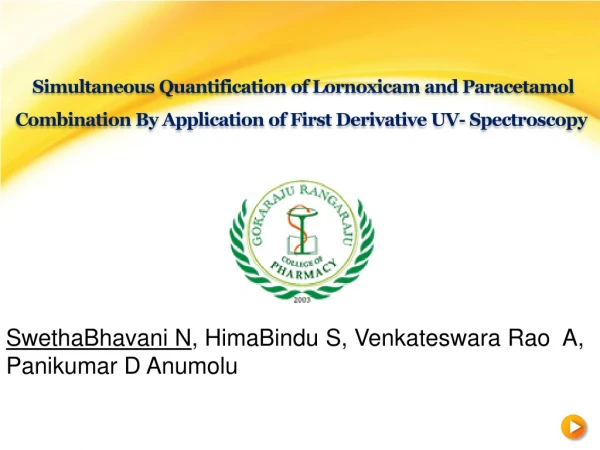 SwethaBhavani N , HimaBindu S, Venkateswara Rao  A, Panikumar D Anumolu