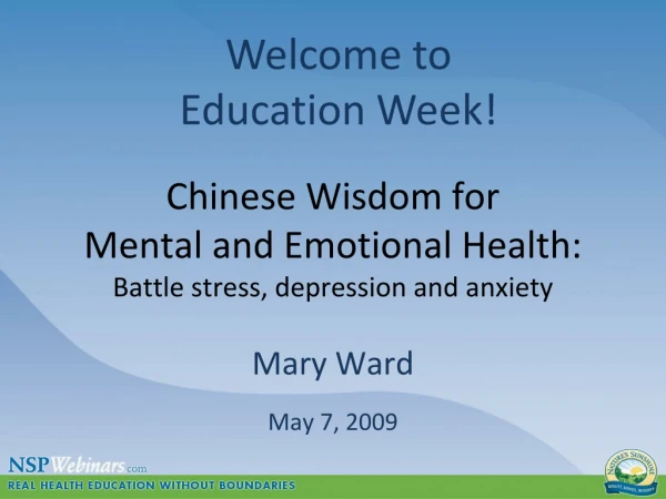 Chinese Wisdom for  Mental and Emotional Health: Battle stress, depression and anxiety