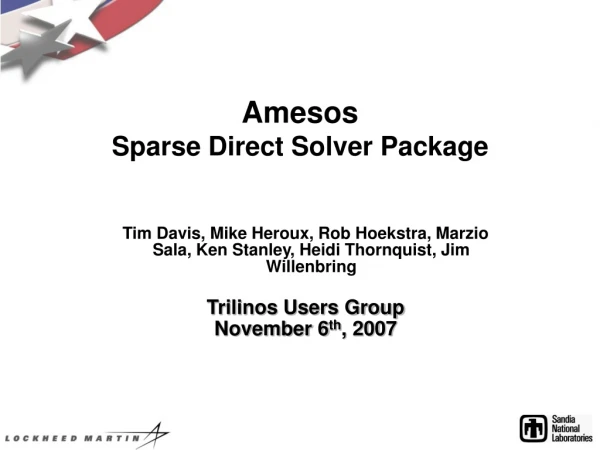 Amesos Sparse Direct Solver Package