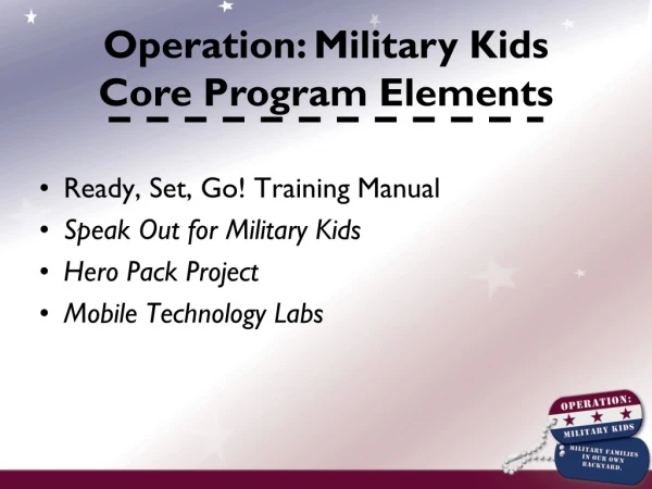 Ready, Set, Go! Training Manual  Speak Out for Military Kids Hero Pack Project