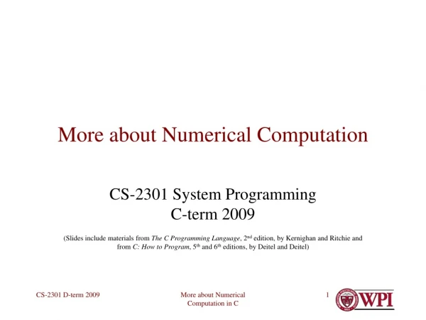 More about Numerical Computation