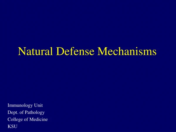 Natural Defense Mechanisms