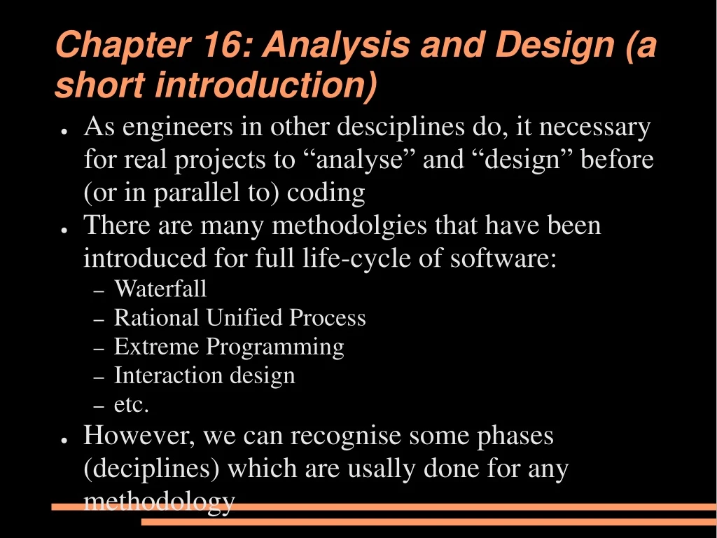 chapter 16 analysis and design a short introduction