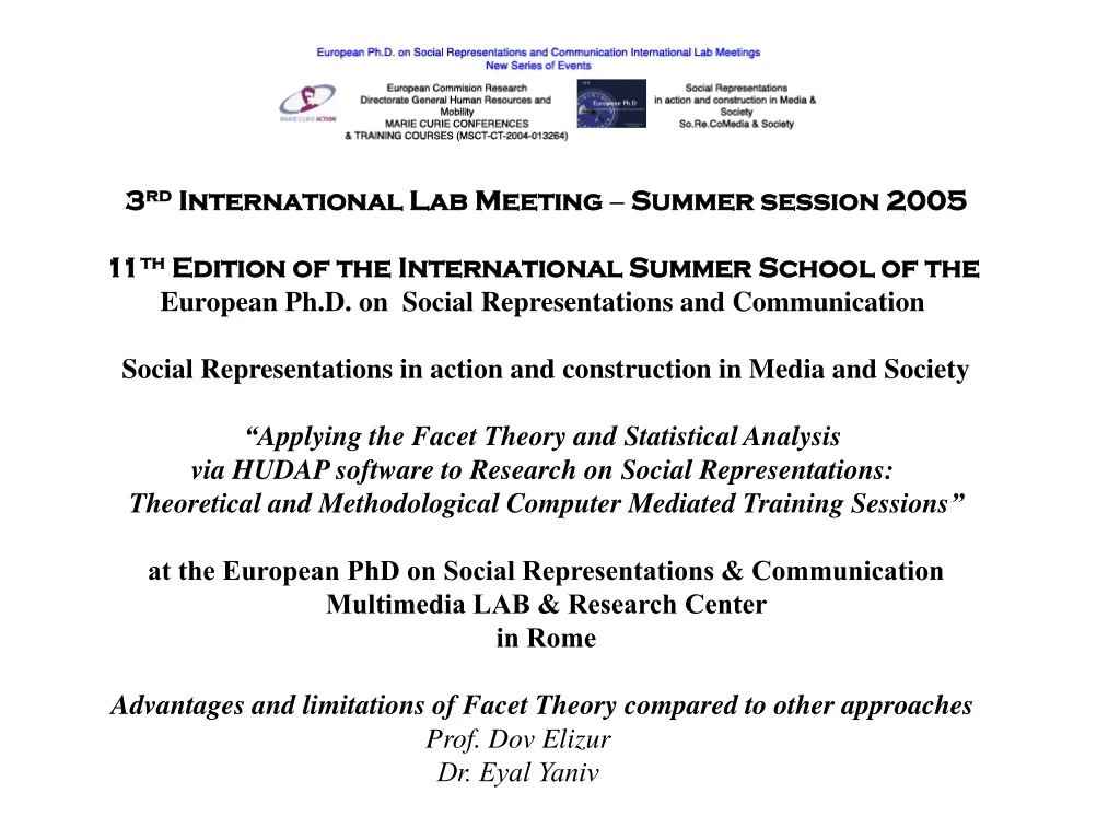 3 rd international lab meeting summer session