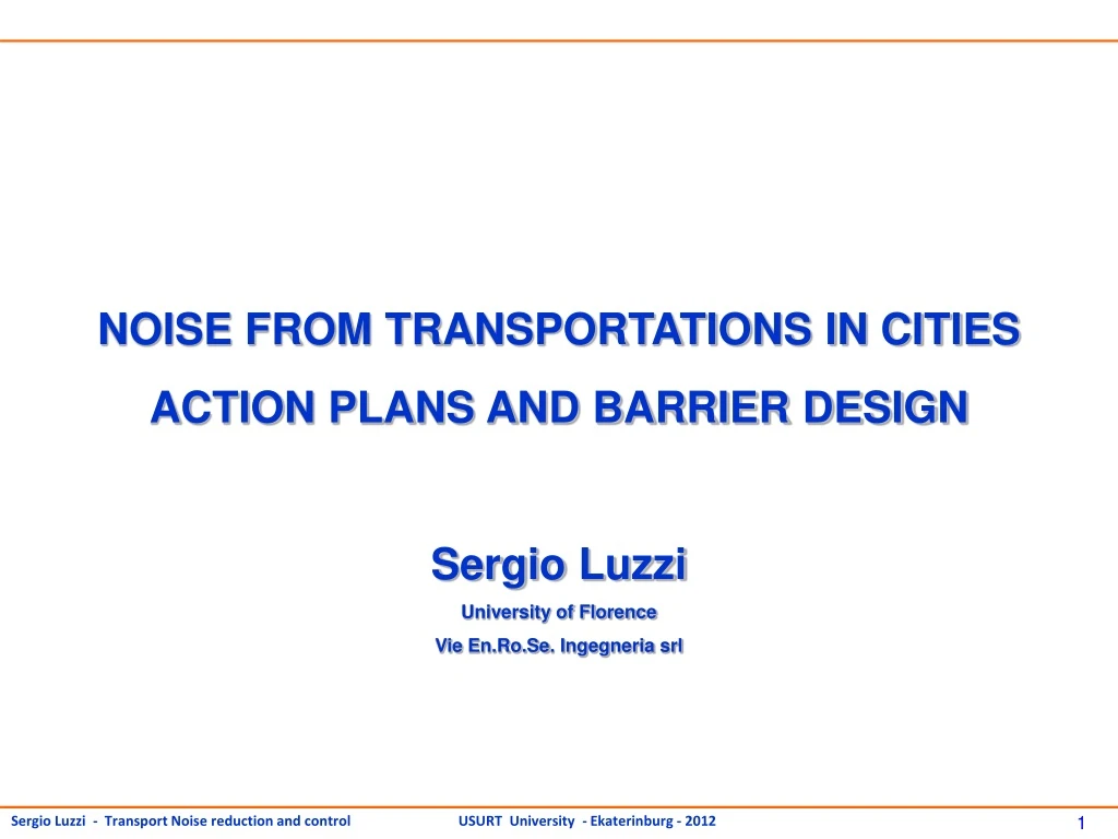 noise from transportations in cities action plans