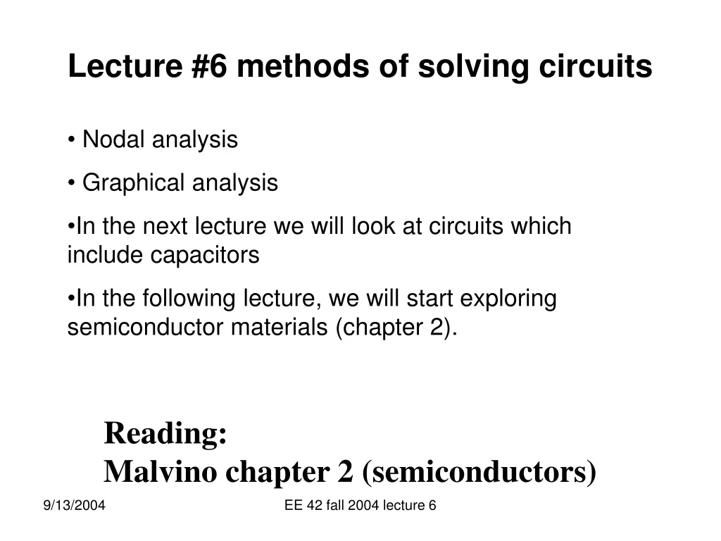 lecture 6 methods of solving circuits