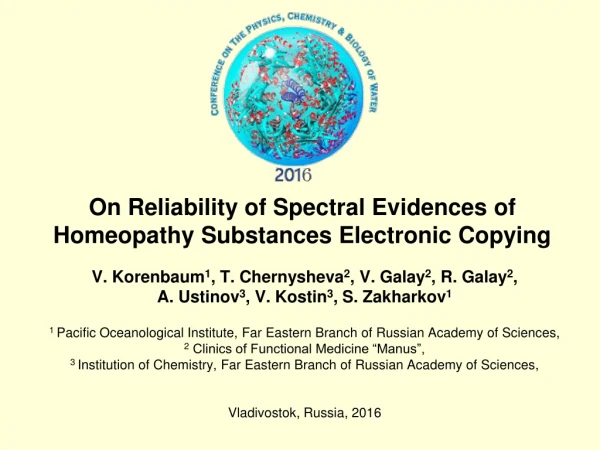 On Reliability of Spectral Evidences of Homeopathy Substances Electronic Copying