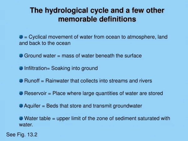 The hydrological cycle and a few other memorable definitions