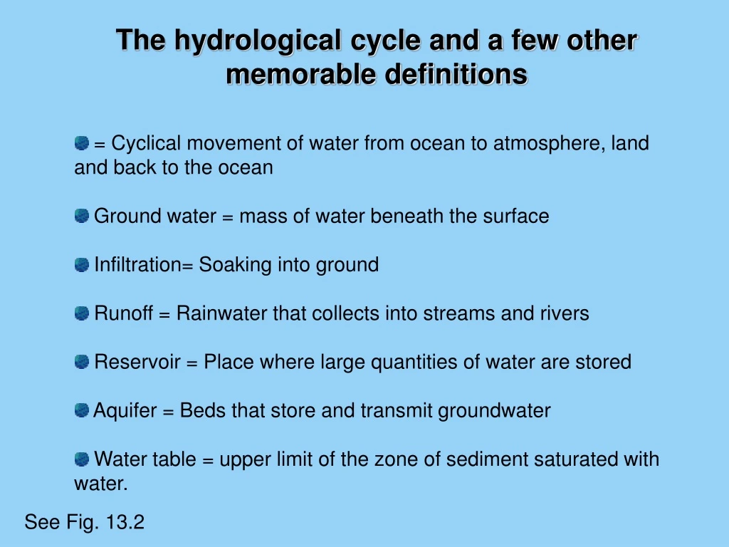 the hydrological cycle and a few other memorable