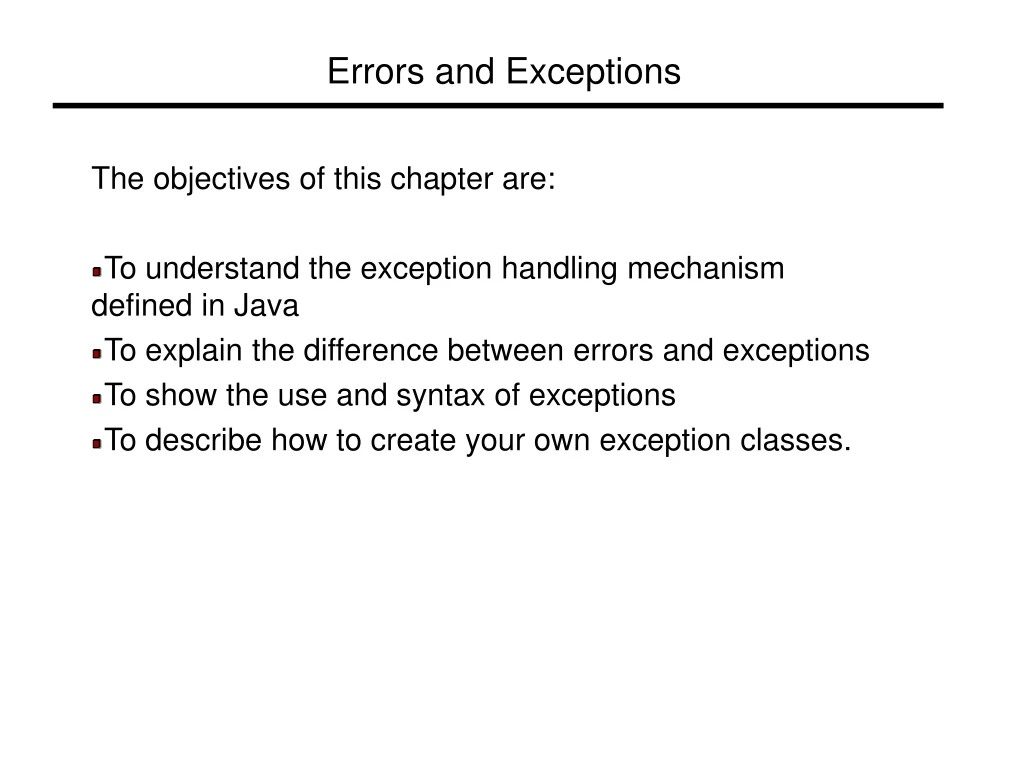 errors and exceptions