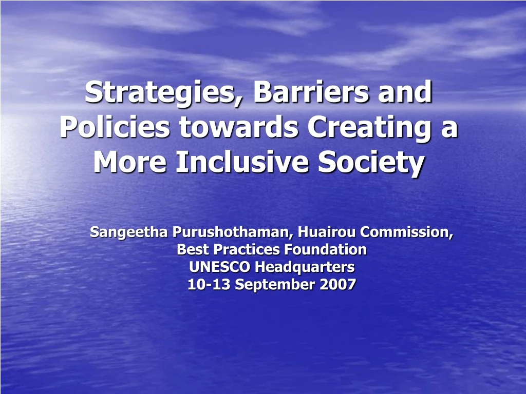 strategies barriers and policies towards creating a more inclusive society