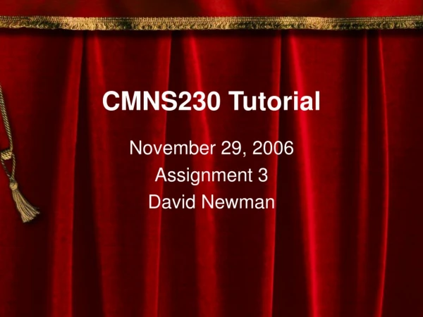 CMNS230 Tutorial