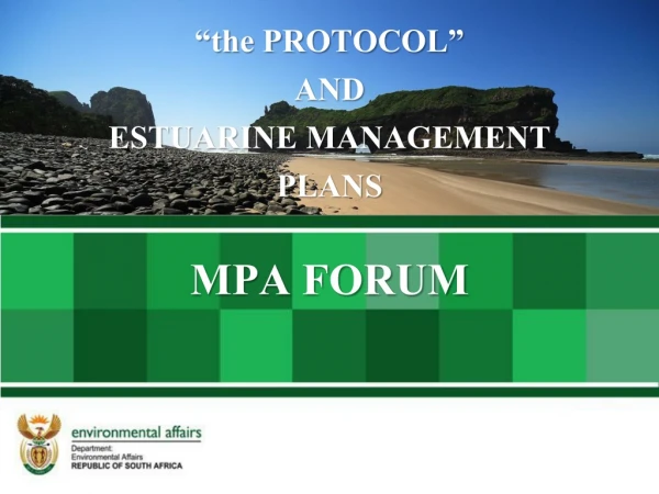 “the PROTOCOL”  AND  ESTUARINE MANAGEMENT PLANS